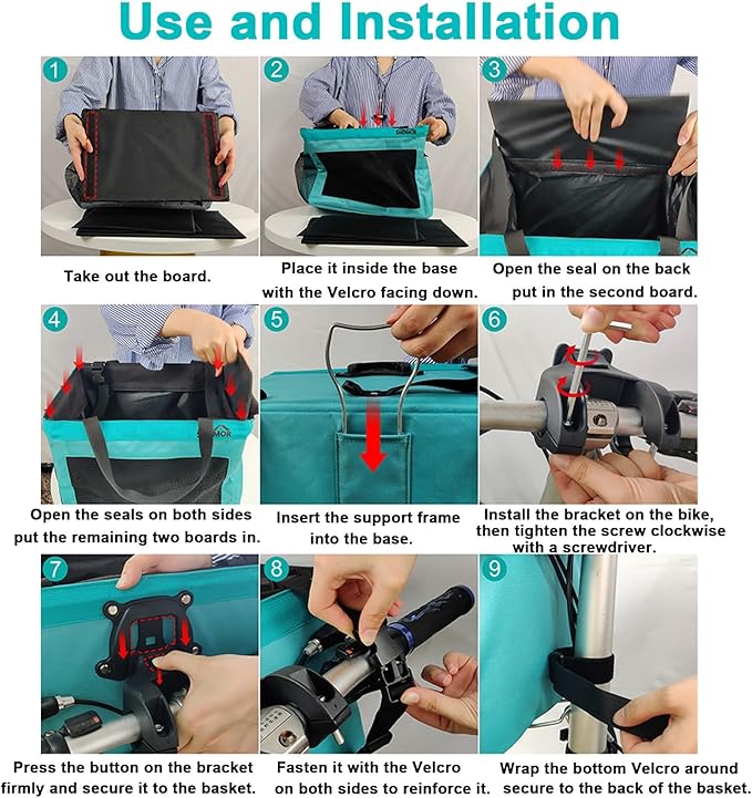 Bicycle Front Basket, Dog Car Seat with Safety Rope, Folding Detachable Quick Release Easy Install, for Pet, Shopping, Commuter, Camping and Outdoor(Color:Blue)