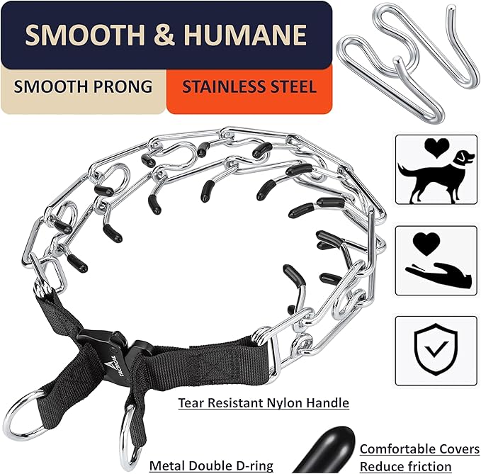 Quick Release Dog Training Collar Adjustable Stainless Steel Collar for Small Medium Large Dog (Black, M/L Neck Girth 14.5"-18.6")