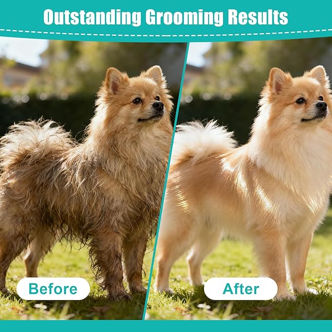 Dog & Cat Brush, Deshedding Brush with Easy Release Button, Premium Grooming Tool for Shed Control & Undercoat Removal, Ideal for Long/Short Haired Pets (Mint Green)