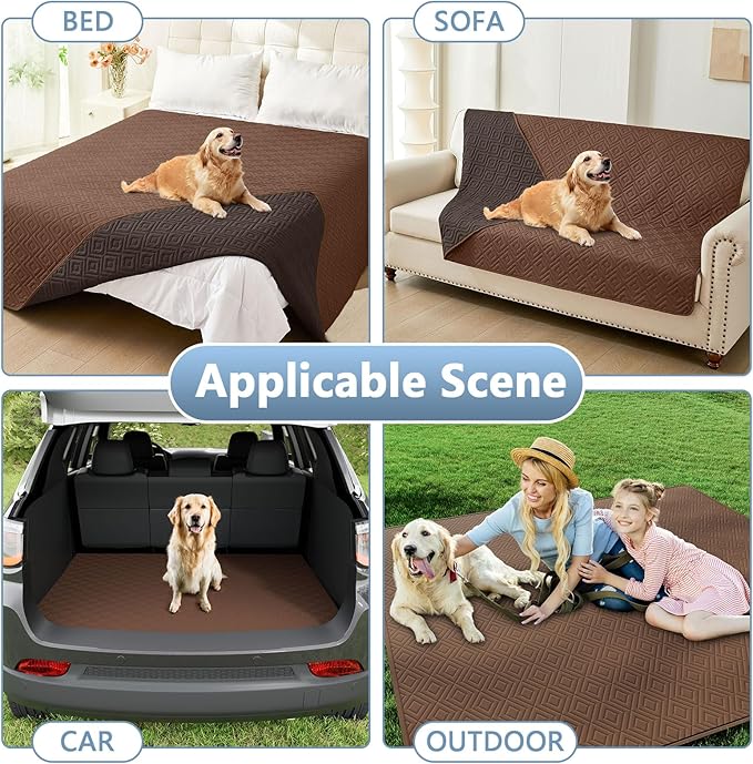 hyha Waterproof Dog Blanket, Soft Pet Bed Blankets, Waterproof Sofa Couch Cover for Dogs Washable, Reversible Pet Couch Covers for Sofa Furniture (30x80 Inch, Brown/Chocolate)