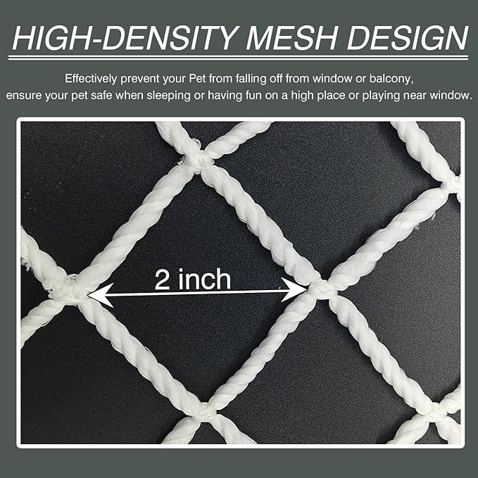 Cat Balcony Net, Large Cat Netting Pet Anti-Fall Safety Netting White Nylon Dogs Cats Climbing Net Pet Mesh Fence for Balcony, Stair, Window, Outdoors (10x3.3ft)