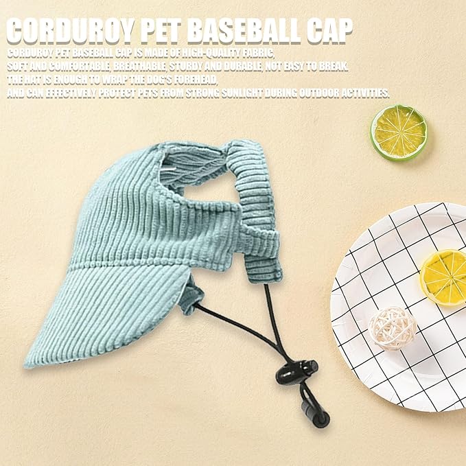 Dog Baseball Cap, Dog Cat Summer Beach Visor Hat with Ear Holes, Adjustable Puppy Sunbonnet Headdress (Green, Small)