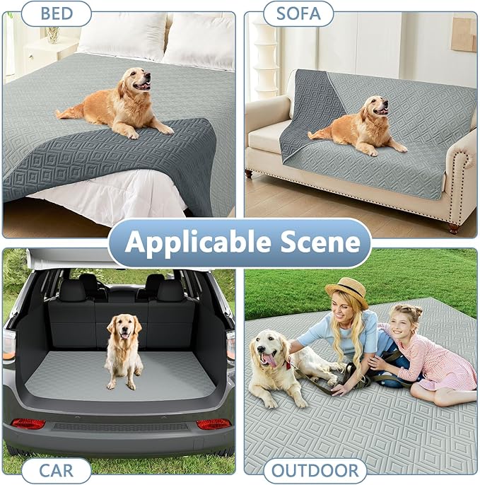 hyha Waterproof Dog Blanket, Soft Pet Bed Blankets, Waterproof Sofa Couch Cover for Dogs Washable, Reversible Pet Couch Covers for Sofa Furniture (82x82 Inch, Grey/Dark Grey)