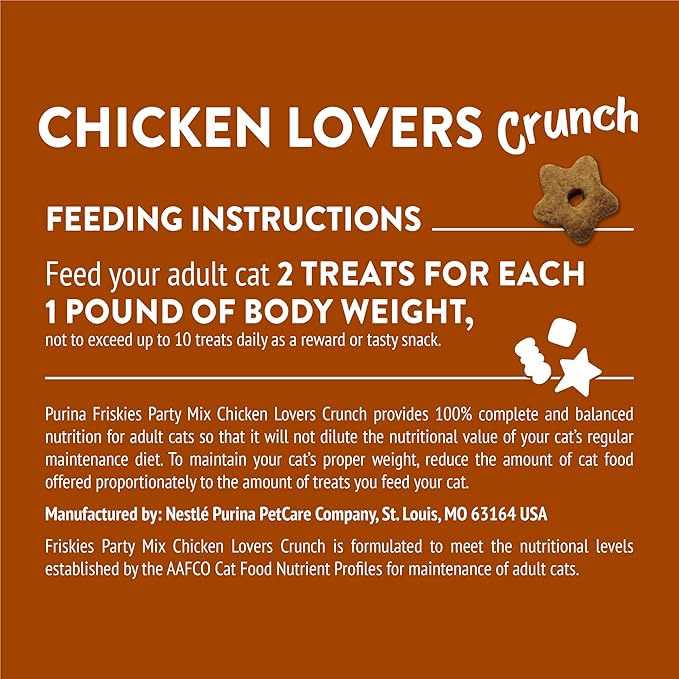 Purina Friskies Party Mix Chicken Lovers Crunch with Real Chicken Cat Treats - 30 oz Canister