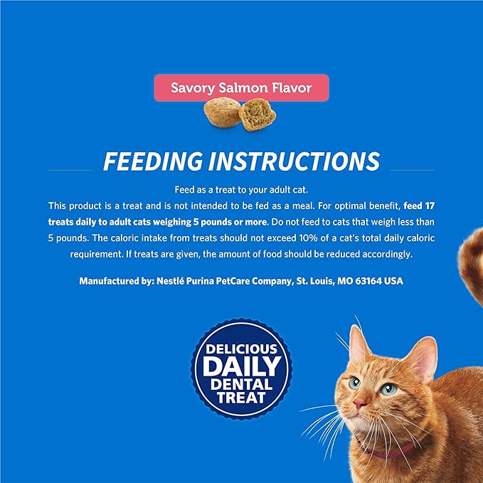 Purina DentaLife Made in USA Facilities Cat Dental Treats, Savory Salmon Flavor - (Pack of 10) 1.8 oz. Pouches