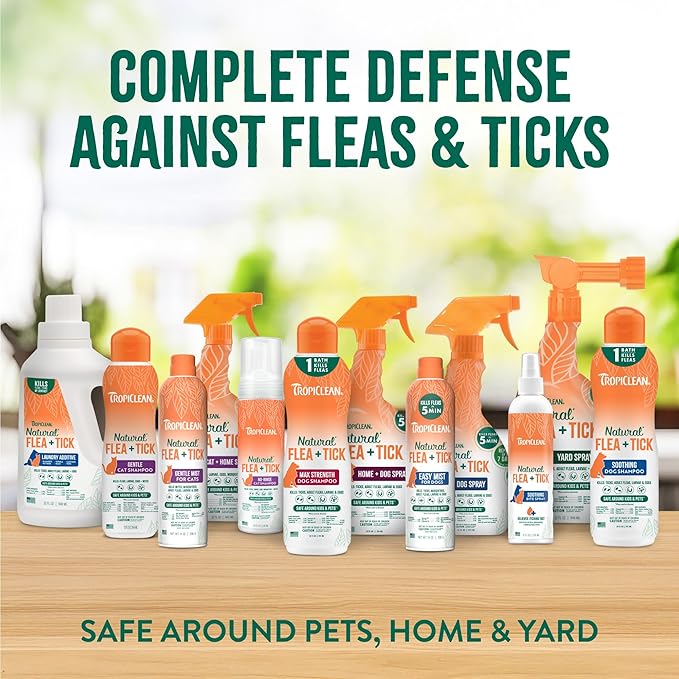 TropiClean Gentle Flea Shampoo for Cats, Flea and Tick Prevention for Cats, Powerful & Natural Defense, Made in USA, 12 oz.