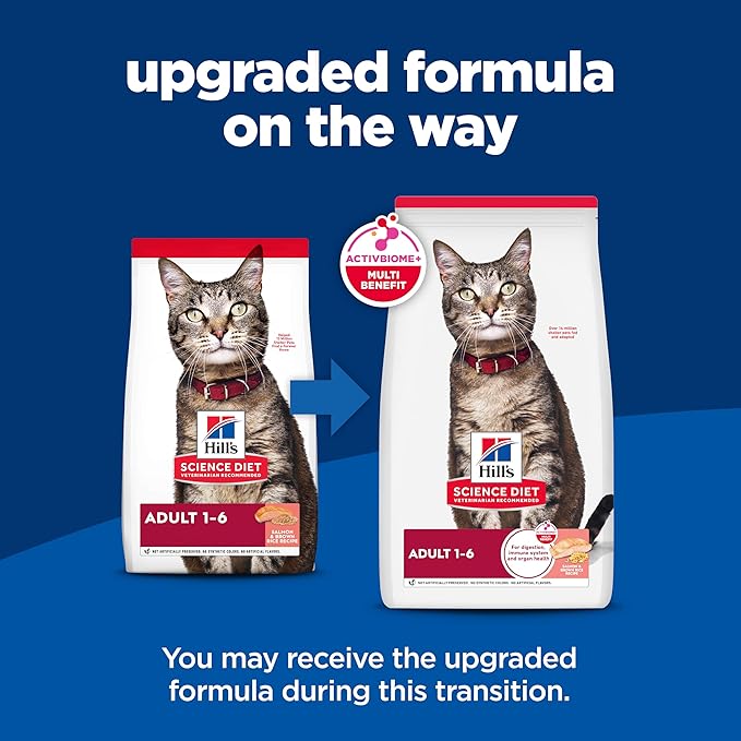 Hill's Science Diet Adult 1-6, Adult 1-6 Premium Nutrition, Dry Cat Food, Salmon & Brown Rice, 15 lb Bag