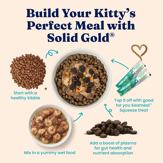 Solid Gold Indoor Dry Cat Food - Grain Free & Gluten Free - Chicken Cat Food Dry Kibble for Indoor Cats for Gut Health - Sensitive Stomach & Hairball Support for Adult Cats - 12LB