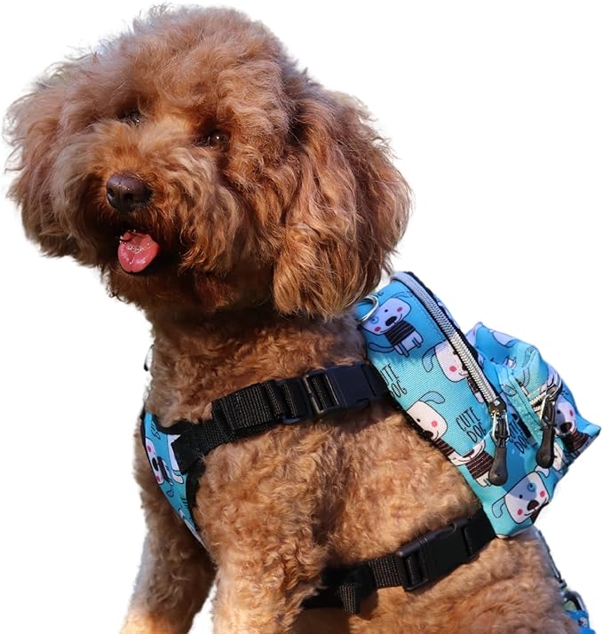 PawLook Dog Backpack to Wear with Chest Harness Self Carrier dogbag with Additional Pocket for Poop Bag Anti Slip Stylish Dog Bag for Your pet Street Smart Serie Pawsup Cute Small