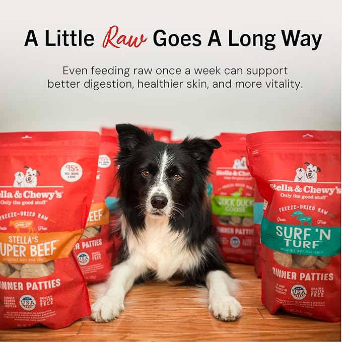 Stella & Chewy's Freeze-Dried Raw Dinner Patties - Beef Recipe - High Protein Grain-Free Puppy & Dog Food - Perfect For Picky Eaters - 5.5 oz
