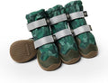 Spark Paws Dog Shoes, Waterproof Dog Boots for Medium to Large Dogs, Non Slip, Breathable Dog Booties and Paw Protectors - 4PCS Doggie Hiking Boots with Reflective Straps, Green Camo, Size 2