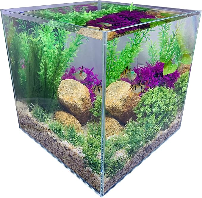 Rimless Low Iron 2.1 Gallon Glass Aquarium Tank 7.8" L × 7.8" W × 7.8" H / 20cm x 20cm x 20cm, 5mm Thickness Standard Jointed