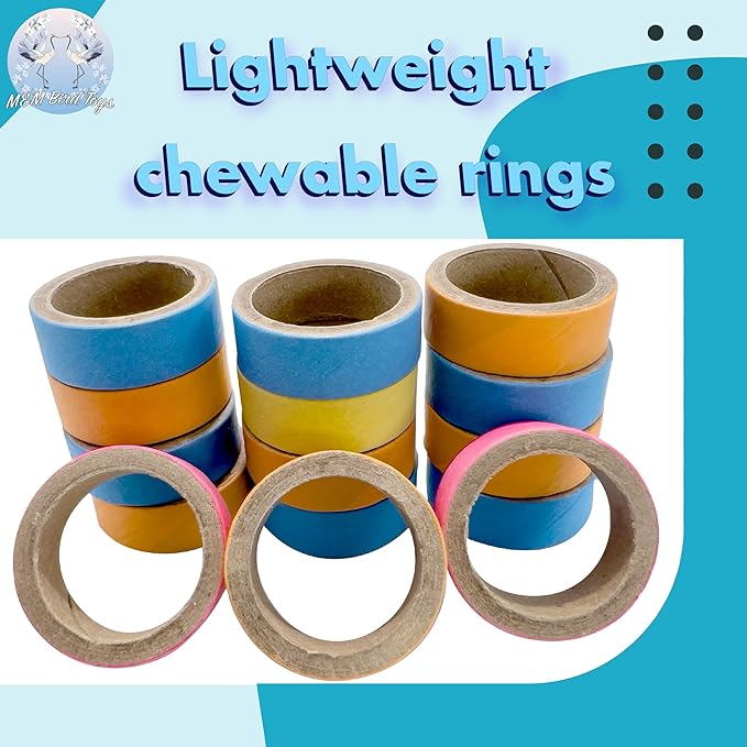8006 Pk15 1 Inch Ring Donut - Colorful Shreddable Chewable Compressed Cardboard Foot Toy, Small Easy to Manipulate Mini Rings, Safe for All Types of Pets to Shred,
