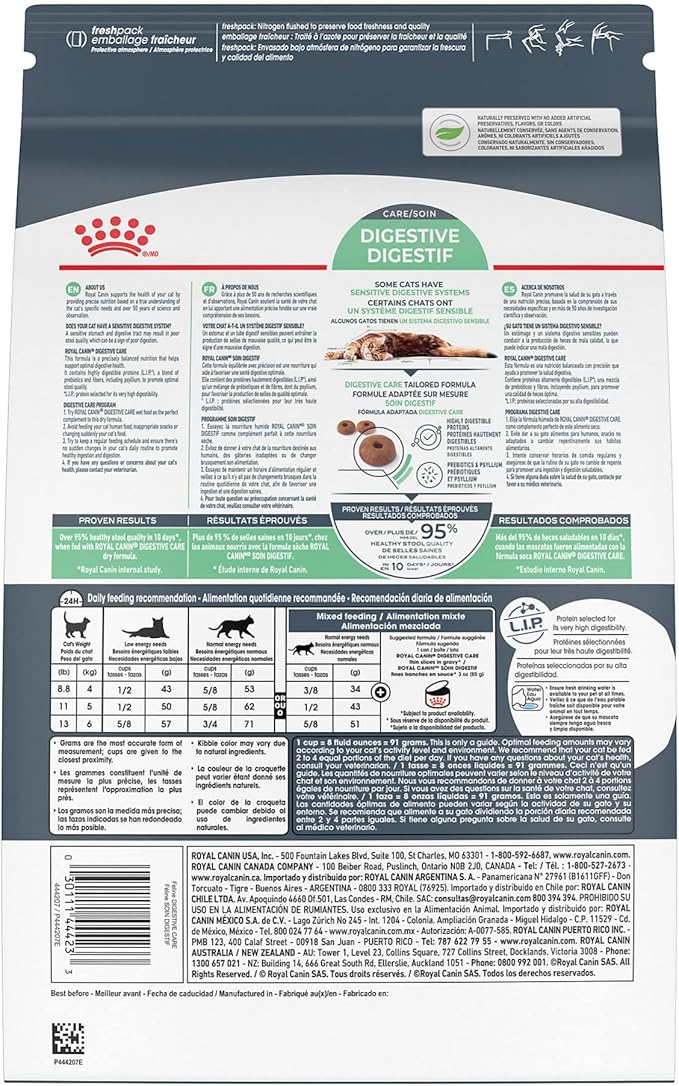 Royal Canin Feline Care Nutrition Digestive Care Adult Dry Cat Food, 3 lb Bag
