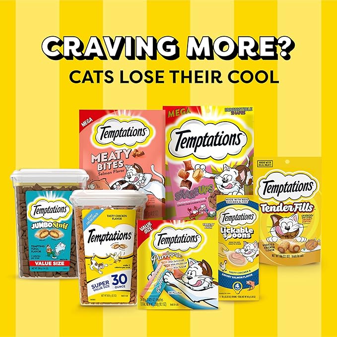 Temptations Cat Treats, Classic Crunchy and Soft Cat Treats, Creamy Dairy Flavor, 6.3 oz. Pouch (Pack of 10)