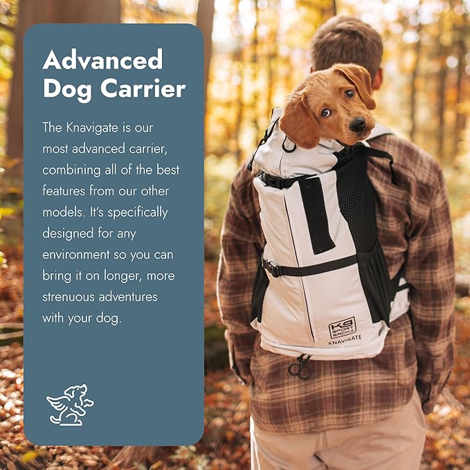 K9 Sport Sack Knavigate - Small, Lunar Rock - Ideal for Dogs with 13-16” Back Length - Adjustable, Backpack-Style Carrier with Internal Frame & Padded Hip Belt