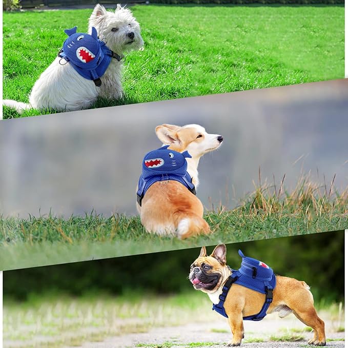 Dog Harness with Backpack, Adjustable Dog Backpack Harness for Small Medium Dogs, No-Pull Breathable Backpacks for Dogs to Wear, for Traveling, Hiking, Camping, Training, Blue S