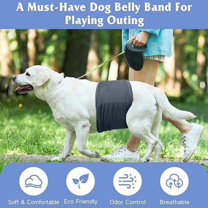 5 Pack Dog Diapers Male Reusable, Premium Belly Bands for Dogs, High Absorbing Male Dog Pee Wraps for Doggie in Incontinence or Excitable Urination and Training Black S
