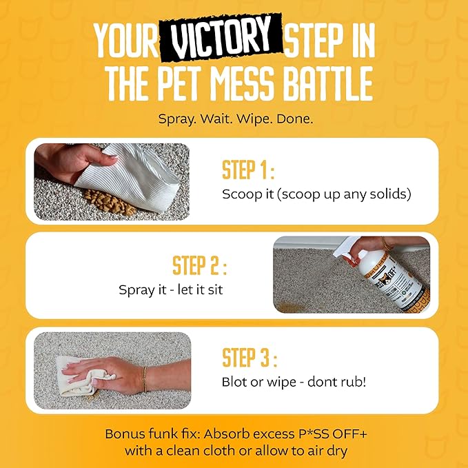 P*SS OFF+ All Purpose Stain and Odor Remover - Professional Strength Cat Pee Odor Eliminator, Deodorizer for Pet Urine & Poop, Carpets, Upholstery, Leather, Non Toxic Air Freshener for Home - 32 Oz