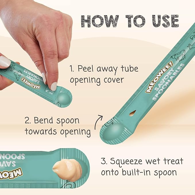 Savory Spoonables with Real Duck, Beef and Rabbit for Cats, 4 Count, Treat Your Cat to Triple Flavor Squeezable Lickable Wet Treats with Built-in Spoon for Less Mess (Pack of 2)