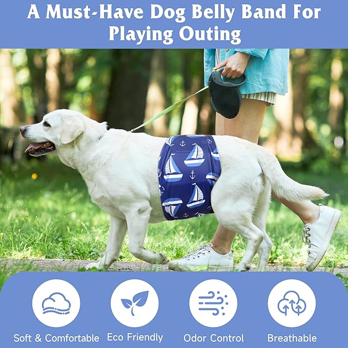 5 Pack Dog Diapers Male Reusable, Premium Belly Bands for Dogs, High Absorbing Male Dog Pee Wraps for Doggie in Incontinence or Excitable Urination and Training XXL