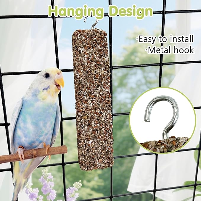 PINVNBY 12 PCS Parakeet Treats Natural Minerals Parrot Treat Sticks Calcium Cockatiel Snacks Hanging Bird Chewing Toy for Budgies Conurus Lovebirds Finches