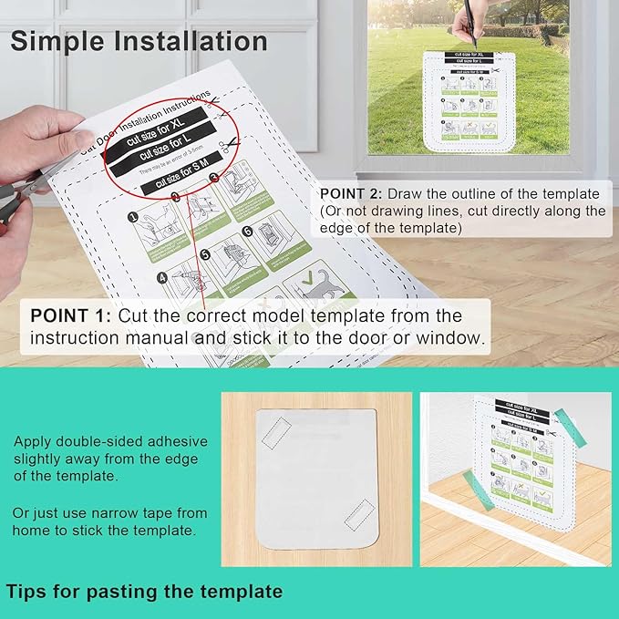 Thin Cat Door for Windows, Pet Doors and Sliding Door, Safety Pet Door with 4 Way Lock, Weatherproof Cat Flap for Thin Door and Wall(Medium, Outer Size 7.76 * 7.5 * 0.78in)