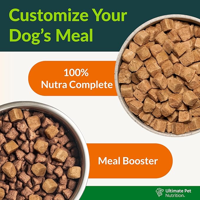 ULTIMATE PET NUTRITION Nutra Complete Bone Broth Infusions, 100% Freeze Dried Raw Veterinarian Formulated Dog Food with Antioxidants Prebiotics and Amino Acids (1 Pound, Bone Broth Fish)