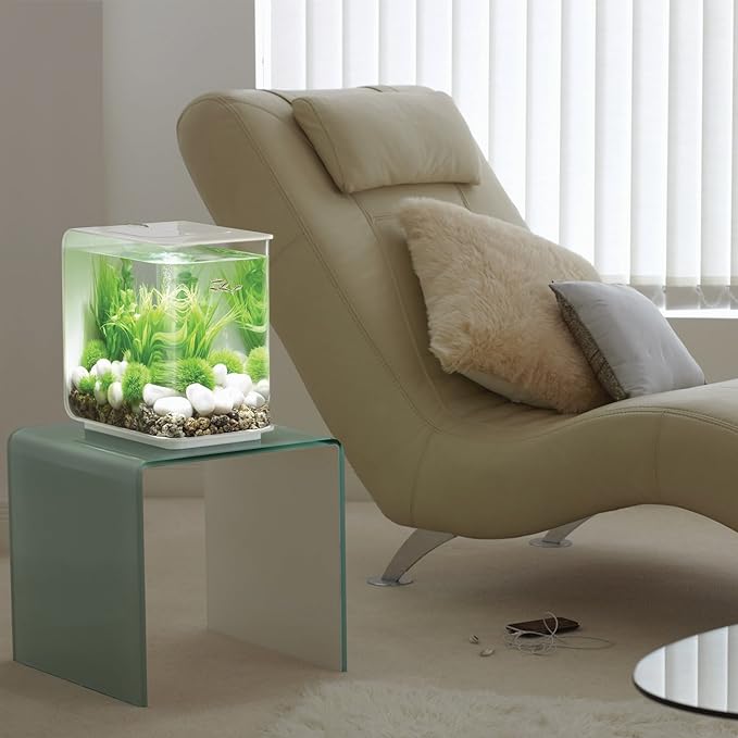 biOrb Flow 15 Aquarium with MCR Lighting - 4 Gallon, White (46875)