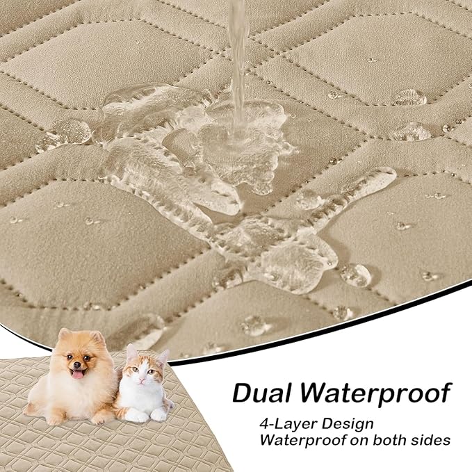 hyha Waterproof Dog Bed Blanket, Soft Pet Blankets, Waterproof Couch Cover for Dogs, Reversible Sofa Covers Washable for Furniture (52x82 Inch, Taupe/Taupe)