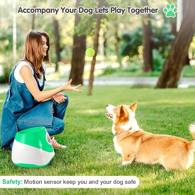 Automatic Dog Ball Thrower with 3 Interactive Tennis Balls, Electric Pet Dog Ball Launcher Interactive Dog Toy,Adjustable Distance Settings for Indoor and Outdoor Play (Orange)