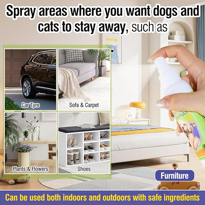 Cat Deterrent Spray for Peeing - Effective Dog Deterrent Spray Urine & Pee Corrector for Furniture, Yard, Shoes, Indoor and Outdoor Training Spray, Non Stain & Safe Ingredients for Pets 4oz(120 ml)