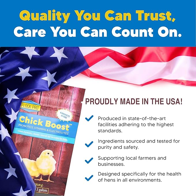 Flock PRO Chick Boost Probiotic - Probiotics, Vitamins, Minerals and Electrolytes for Chickens | Chicken Vitamins and Supplements for All Poultry - 3 oz