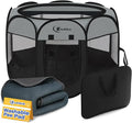 Dog Cat Playpen with Washable Pee Pad, Puppy Pet Playpen Indoor for Small Dog Crate Tent Cage Outdoor, Portable Pop Up Dogs Enclosure Kennel with Carrying Case,Dark Grey