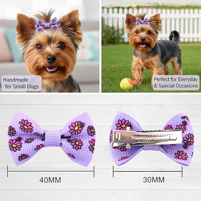Dog Hair Bows Small Puppy Clips for Pet Grooming Accessories Doggy Gifts 60Pcs (30 Pairs)