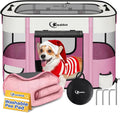 Dog Playpen,Cat Pet Puppy Pen,Portable Playpens for Dogs Indoor Outdoor Travel Camping Use,Foldable Dog Kennel Tent Crate for Rabbit Small Animals with Carrying Case (Pink with Pad, Medium)