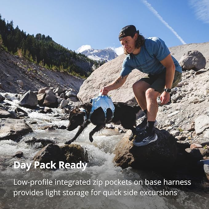 Ruffwear Palisades Dog Backpack, Multi-Day Pack with Removable Saddlebags, Breathable Adjustable Harness, Reflective Trim, Glacier Lake, X-Small