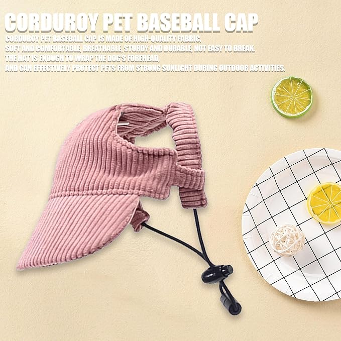 Dog Baseball Cap, Dog Cat Summer Beach Visor Hat with Ear Holes, Adjustable Puppy Sunbonnet Headdress (Pink, X-Large)
