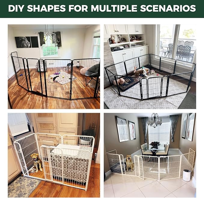 FXW Homeplus Unleashed Indoor Dog Playpen - Stress-Free and Safe Play, Heavy Duty 24 Inch 6 Panels Dog Pen for Puppy and Small Dogs, Black│Patented
