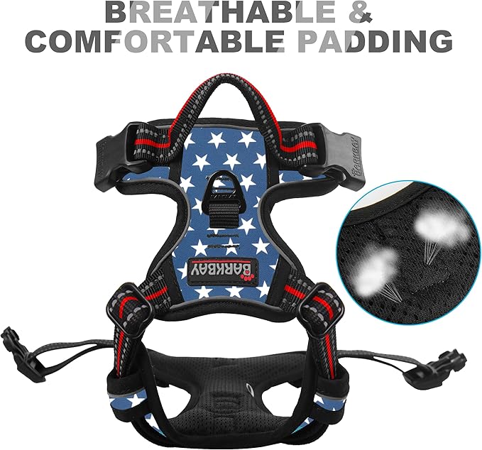 BARKBAY No Pull Dog Harness Front Clip Heavy Duty Reflective Easy Control Handle for Large Dog Walking(Star,XS)