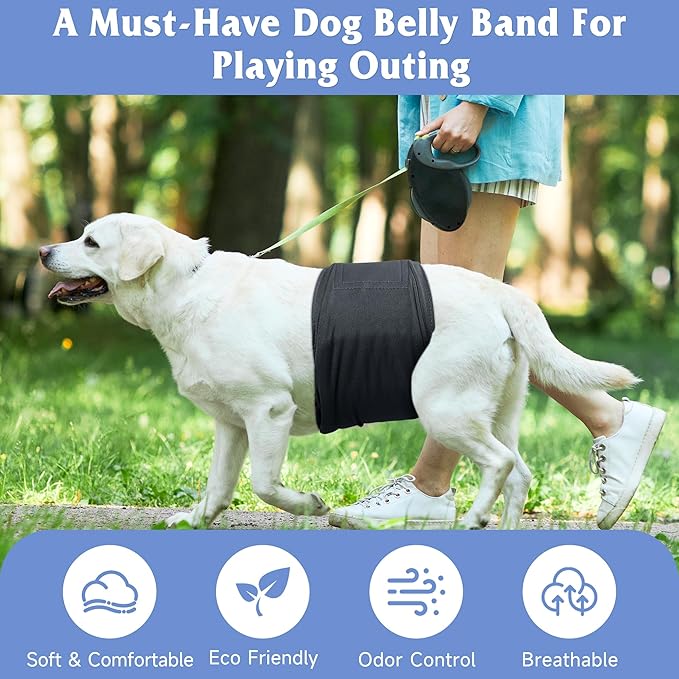 5 Pack Dog Diapers Male Reusable, Premium Belly Bands for Dogs, High Absorbing Male Dog Pee Wraps for Doggie in Incontinence or Excitable Urination and Training Gray XL