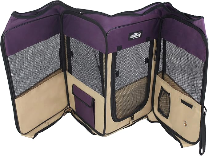 EliteField 2-Door Soft Pet Playpen (2 Year Warranty), Exercise Pen, Multiple Sizes and Colors Available for Dogs, Cats and Other Pets (42" x 42" x 24"H, Purple+Beige)
