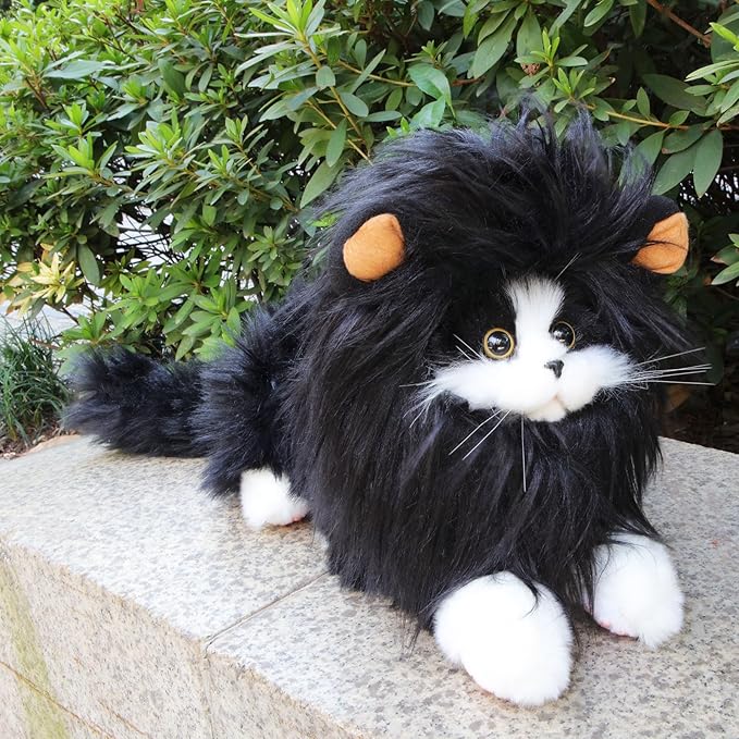 Lion Mane Wig for Cat Costume Pet Adjustable Washable Comfortable Fancy Lion Hair Cat Clothes Dress for Halloween Christmas Easter Festival Party Activity (Medium, Black)