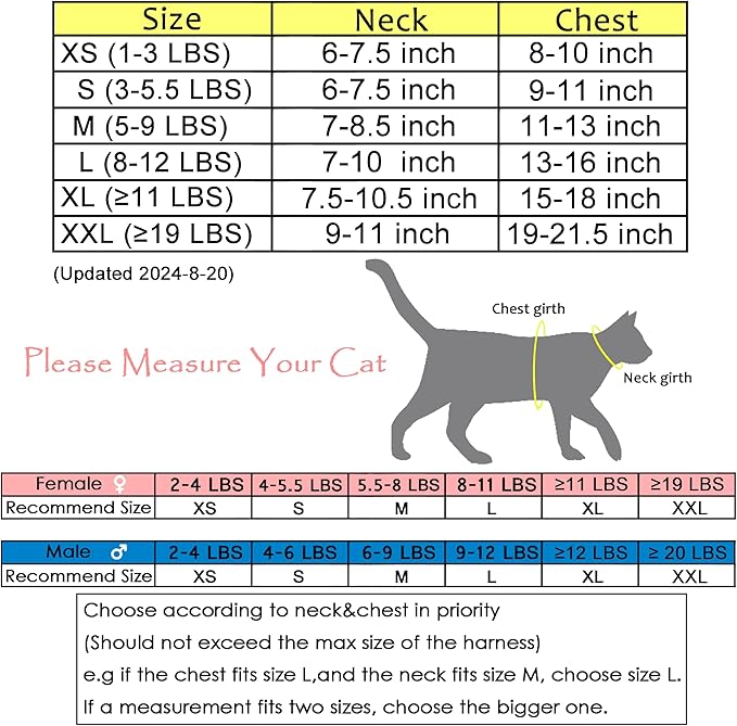 Cat Harness and Leash for Walking Escape Proof, Adjustable Cat Vest Harness, Padded Stylish Cat Walking Jackets, Black Plaid, Small
