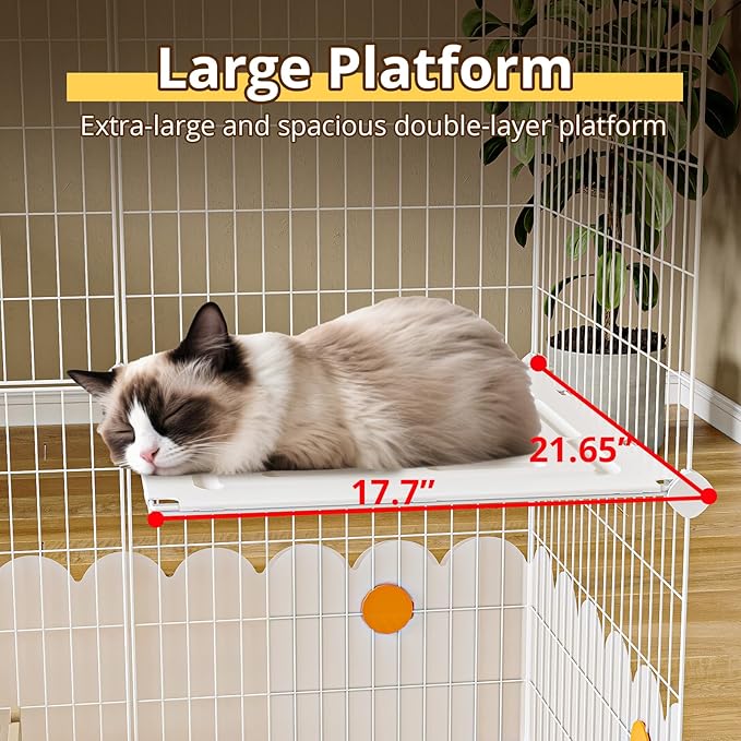 Oneluck Large Cat Cage Indoor On Wheels,Cat Enclosure with Litter Box Ideal for 1-3 Cats,Catio 35.5" L x 21.6" W x 44.4" H,Kennel for Cats