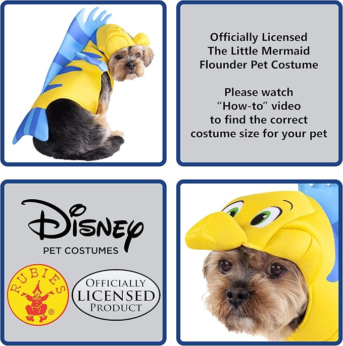 Rubies Disney Little Mermaid: Flounder Pet Costume for For Dogs or Cats, XL