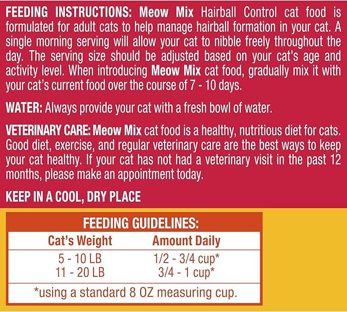 Meow Mix Hairball Control Dry Cat Food, 6.3 Pound Bag
