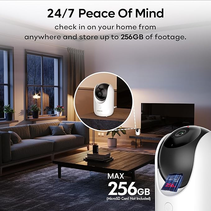 2K Indoor Cameras for Home Security - Camera with Pan/Tilt, 33ft Night Vision, 2 Way Audio, BLE Pairing - Motion Detector Indoor Wi-Fi Camera for Baby & Pet Monitor