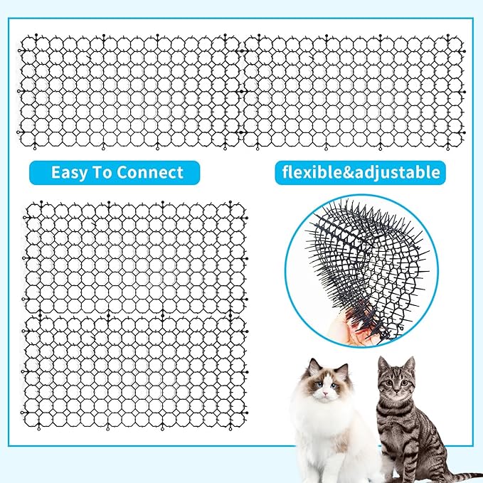 16 x 13 Inch Cat Scat Mat with Spikes, Scat Mat for Cats Cat Deterrent Mat Digging Stopper Repellent Spike Mat(10 Pack)