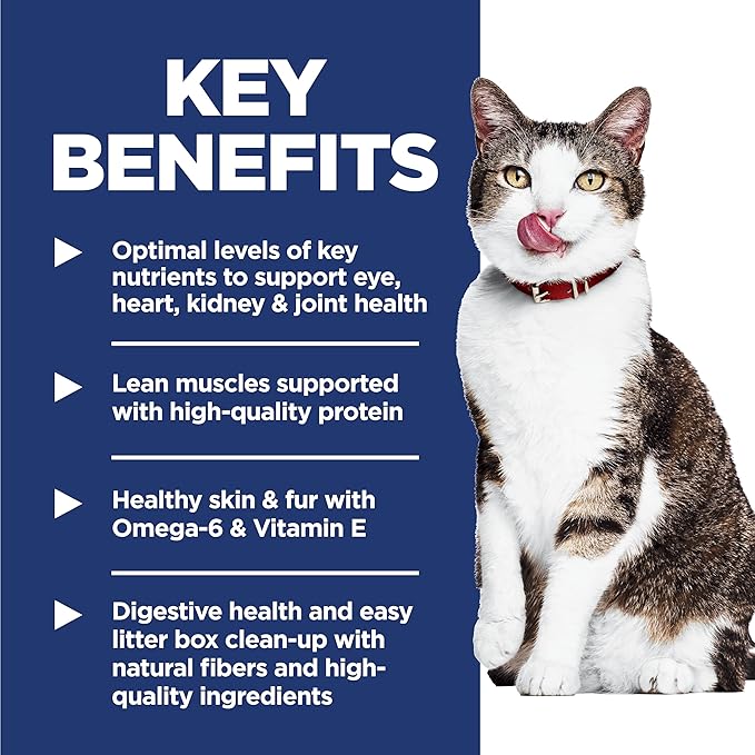 Hill's Science Diet Indoor, Senior Adult 11+, Easy Litter Box Cleanup, Dry Cat Food, Chicken Recipe, 7 lb Bag